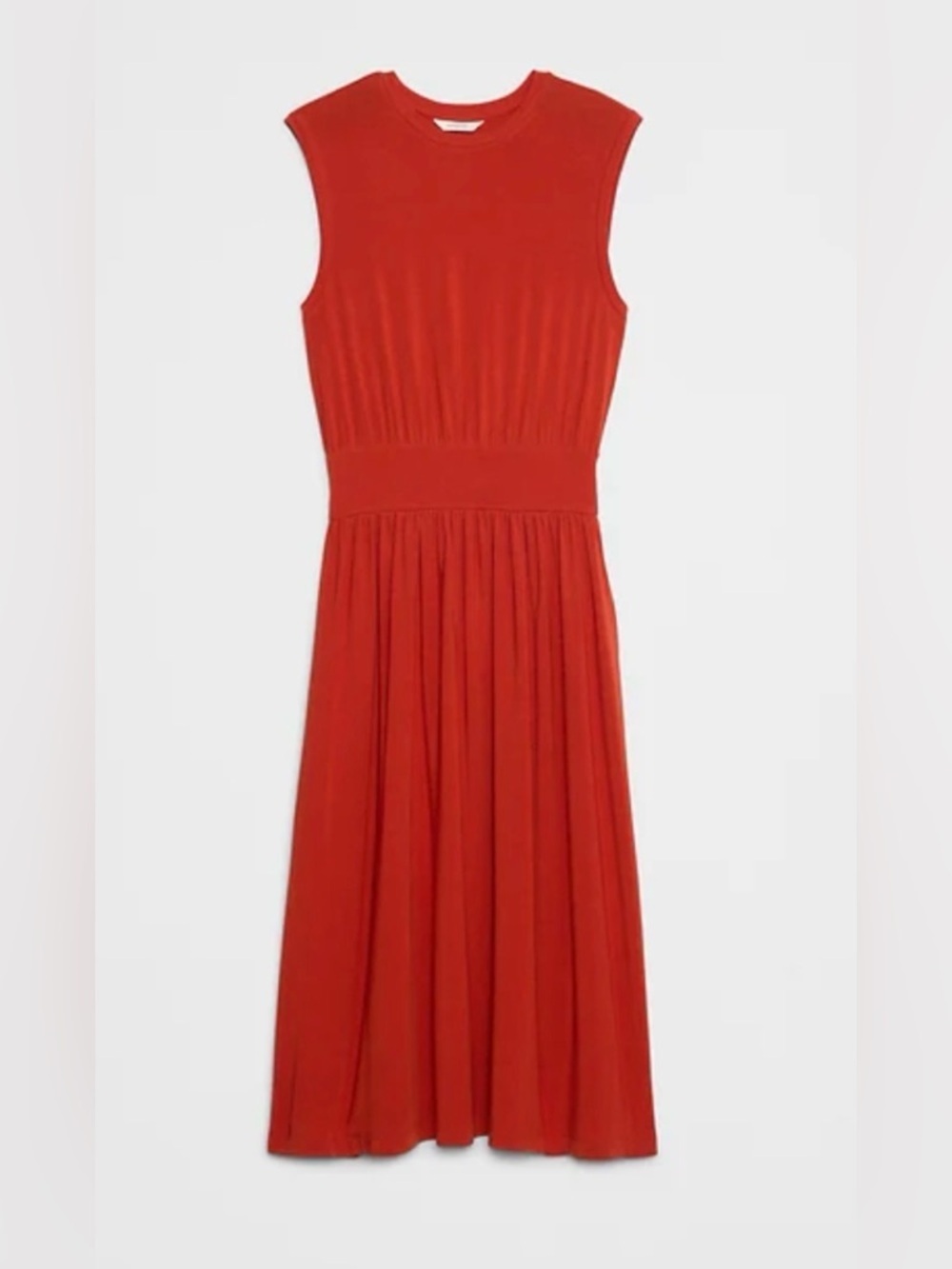 Banana Republic Sleeveless Orange Midi Dress with Gathered Waist size L